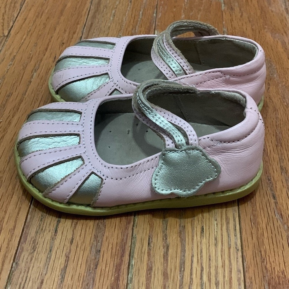 Livie & Luca Pink Silver Metallic Mary Jane Leather Shoes Toddler Size 5